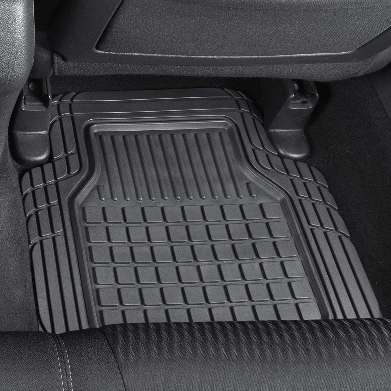 Motor Trend Flextough Semi-Custom Fit Car Floor Mats for Auto - Odorless Heavy Duty Rubber Floor Liners 4 Pieces Set - Trimmable (Black) (MT190)