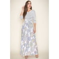 thumbnail image 3 of Stripe 3/4 Sleeve Ivory Medallion Sash Maxi Dress, 3 of 7