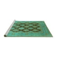 thumbnail image 2 of Ahgly Company Machine Washable Indoor Round Oriental Turquoise Blue Industrial Area Rugs, 5' Round, 2 of 4