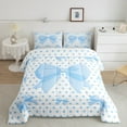 thumbnail image 2 of Erosebridal Kawaii Bowknot Bedding Twin Comforter Set,Blue White Down Comforter,Cartoon Polka Dots Bedding Sets Twin With Comforter,Microfiber Teenager Room Decoration,Reversible,2-Piece, 2 of 8