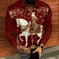 thumbnail image 4 of Donemore Men's Long Sleeve Button-Down Collar Shirt, Christmas Themed Holiday Print Design, Comfortable Casual Daily Wear Fashion Top, 4 of 8