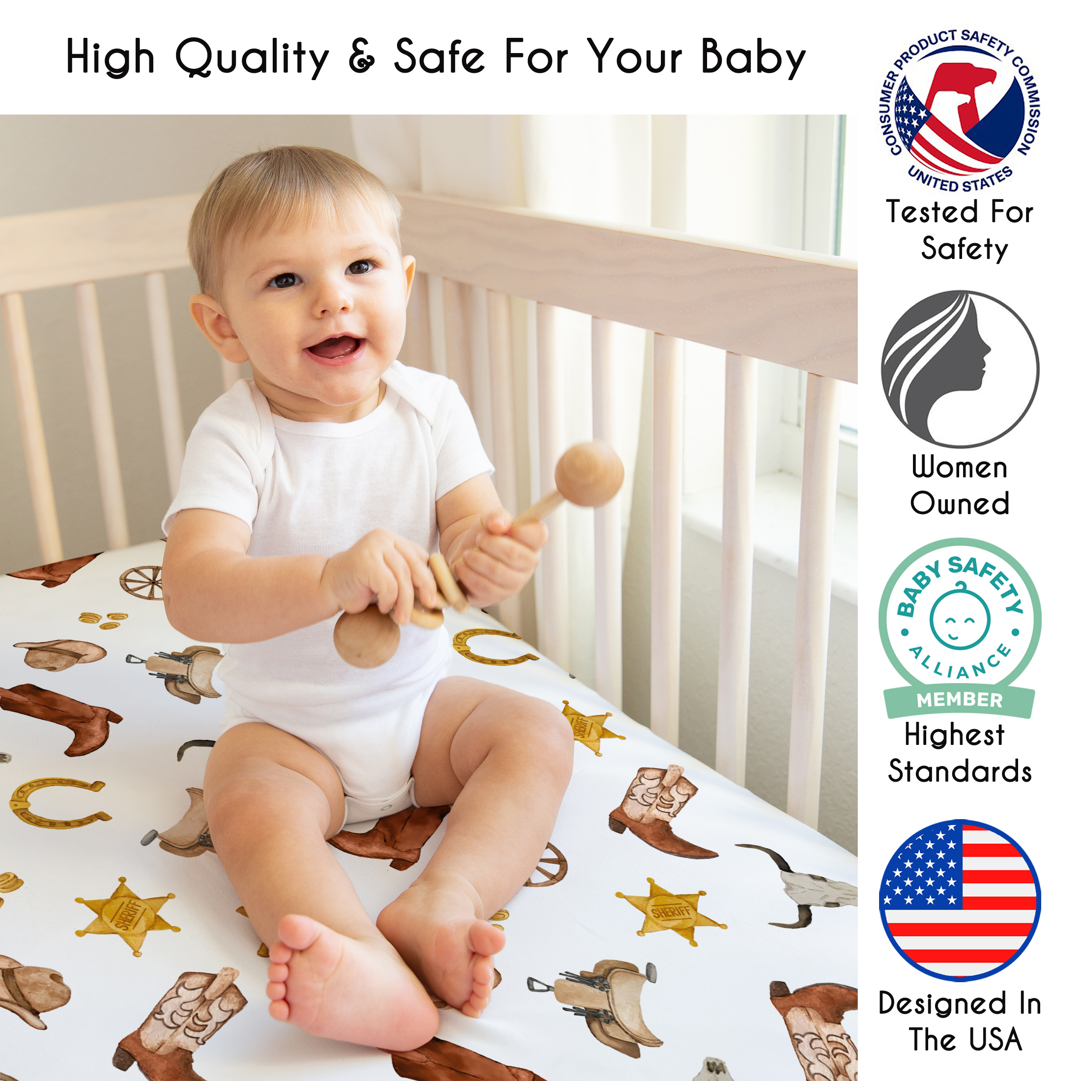 Sweet Jojo Designs Wild West Cowboy Boy Fitted Crib Sheet - Lone Star Print