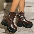 thumbnail image 5 of Brown Ladies Winter Boots With Round Toe Design And Side Zipper Closure Chunky Heel Great For Daily Activities And Walking, 5 of 7