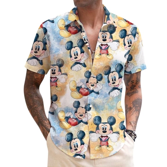 Mickey Watercolor Hawaiian Shirt, Mickey Hawaiian Shirt, Mickey Aloha Shirt, Disney Hawaii Trip Shirt, Mickey Summer Shirt, Matching Disney