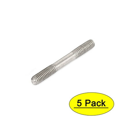 

M4x35mm Stainless Steel Double End Threaded Stud Screw Bolt Silver Tone 5Pcs