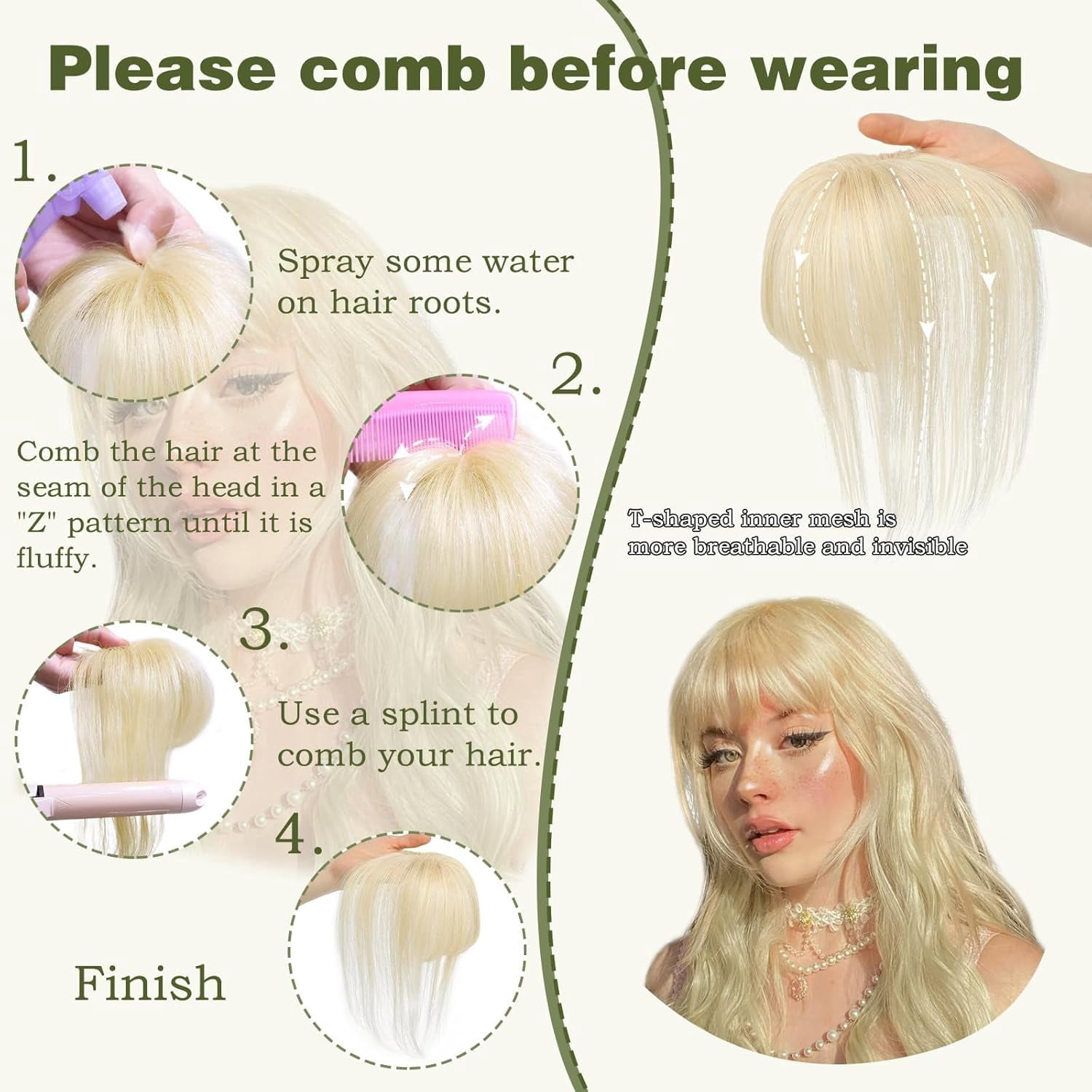 Clip On Bangs for Women Human Hair, Natural Clip-on Partial Bangs, Breathable Human Hairs Toppers, Hair Pieces for Women with Thinning Hair (Brown)
