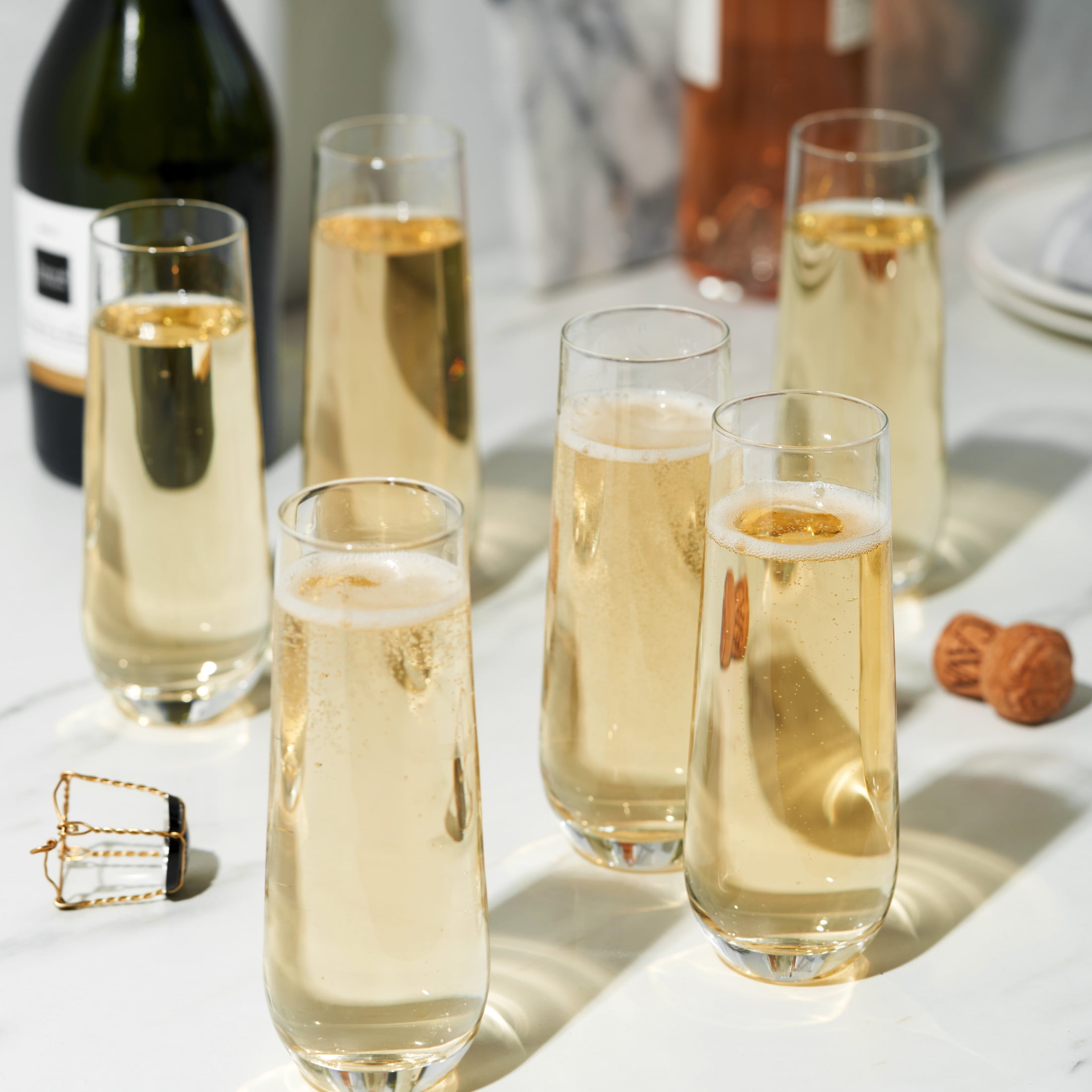 True Stemless Champagne Flutes for Birthday, Wedding Gifts, 9oz Set of 8