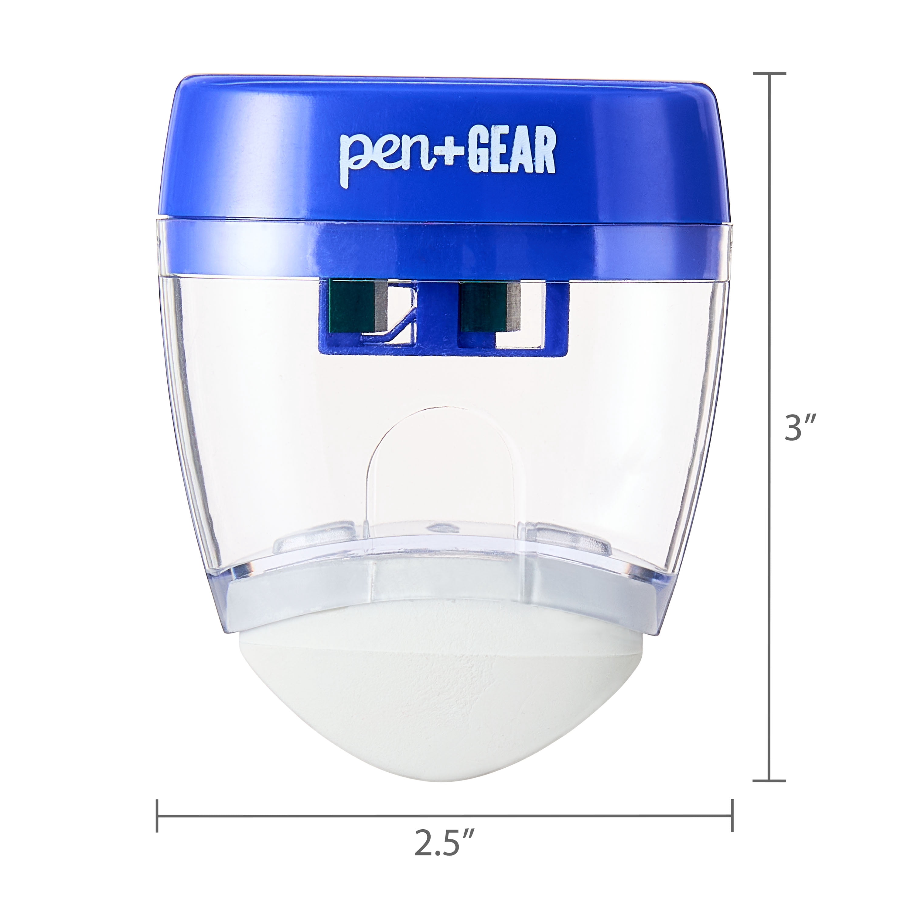 Pen+Gear 2-in-1 Two Hole Manual Pencil Sharpener with Eraser, Blue