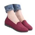 thumbnail image 3 of XIMIN Women's Knitted Flat Simple Solid Color Slip On Shoes Round Toe Lightweight Comfortable Loafers Footwear Casual Breathable Mesh Walking Shoes, 3 of 9