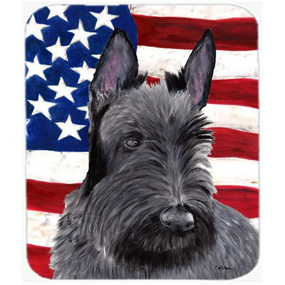 Usa American Flag With Scottish Terrier Mouse Pad, Hot Pad Or Trivet