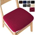 thumbnail image 1 of Xiao Hua Funda universal para silla de restaurante, color liso, sencilla, para cuatro estaciones, funda para silla de cocina, funda elástica para cojín de silla, juego de 2 piezas, color vino tinto, 1 of 5