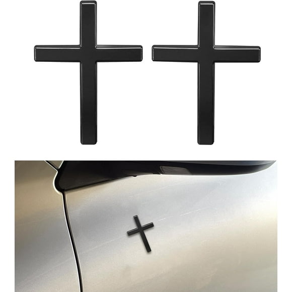 2PCS 3D Cross Stickers,Car Accessories Decals for Vehicles,Self Adhesive Cross Metal Car Emblem,2.5"×1.8" Cross Jesus Automotive Decal,Suitable for Trunk Tailgate Side Decoration
