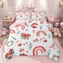 Feelyou Cartoon Love Heart Bedding Comforter Set for Kids, Cute Flower Rainbow Twin Comforter Sets, Valentine's Day Theme Reversible Bedding Set, Super Cozy Room Decor, 2 Pieces