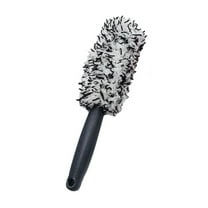 Qnjujn Microfiber Tire Brush, Long Handle Wheel & Rim Cleaner, Soft Scratch-Free Bristles for Car/SUV/Truck, Super Absorbent Hub Detailing Brush with Ergonomic Grip