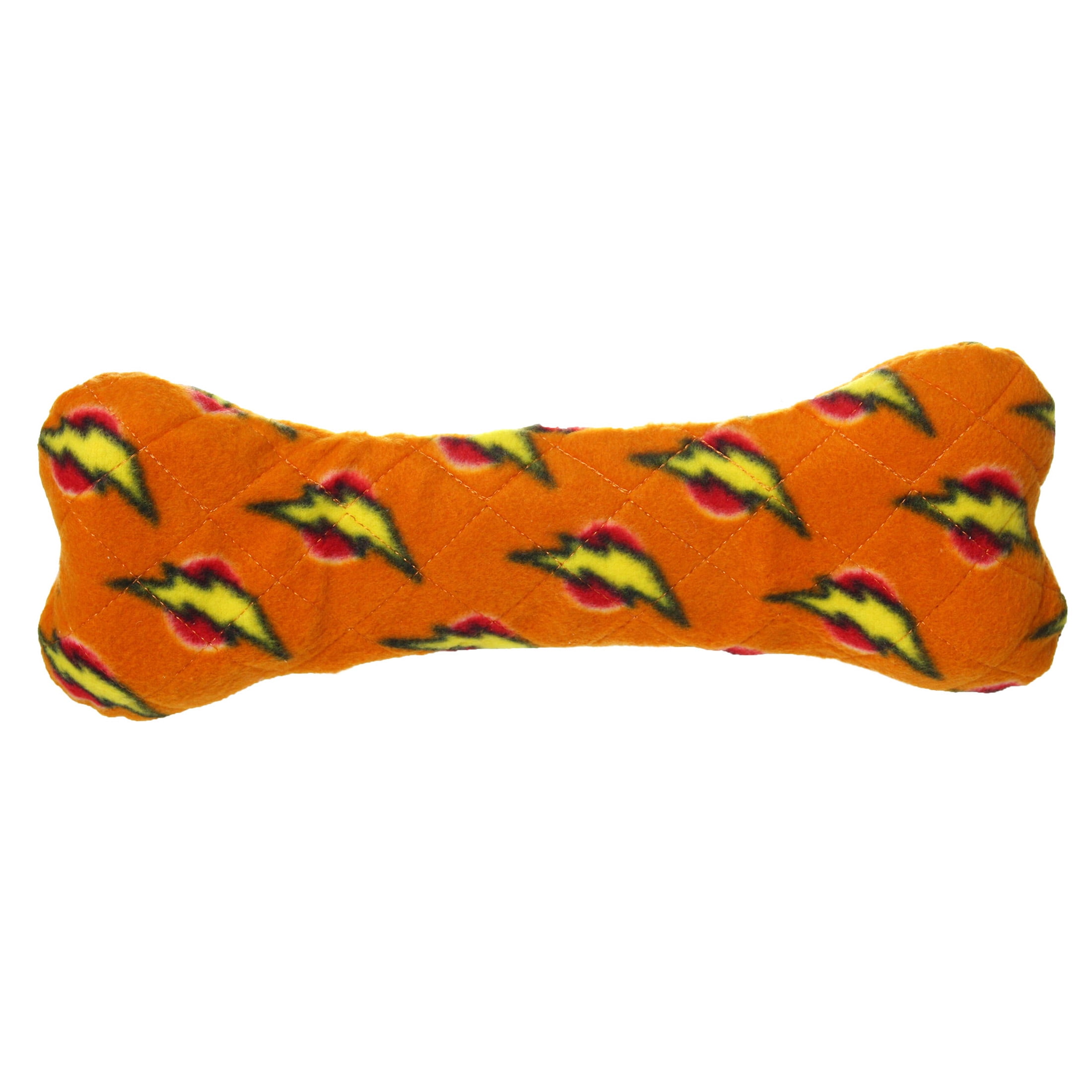 Mighty Bone Orange Durable Squeaky Plush No Stuff Dog Toy