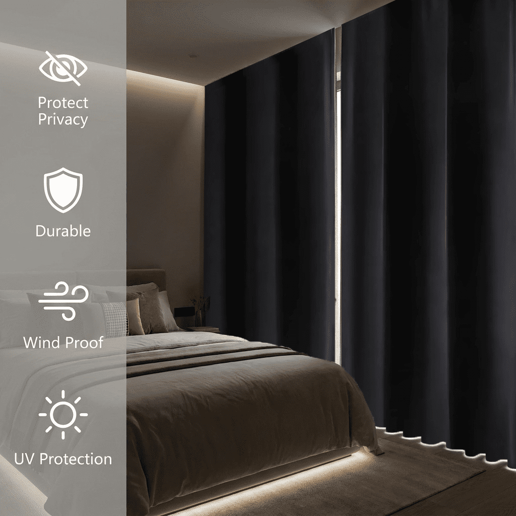 Blackout Curtains, Blackout Curtains Set of 2 Panels, Thermal Insulated Room Darkening Curtains for Bedroom, Privacy Protection & Noise Reducing