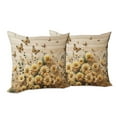 thumbnail image 3 of Ambesonne Rustic Throw Pillow Cover Pack of 2, Meadow Bloom Butterflies, 2 Pcs-36"x16", Pale Orange Tan Green, 3 of 5