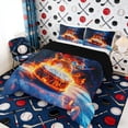 thumbnail image 2 of Erosebridal Fire Ice Hockey Queen Comforter Set, Cool Sports Bedding Comforter Set for Men and Boys, Black Reversible 3 Pieces, 1 Comforter and 2 Pillowcases, 2 of 6