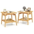 thumbnail image 1 of Costway 2 PCS Bamboo Sofa Side Table with Faux Rattan Storage Shelf Boho End Table, 1 of 9