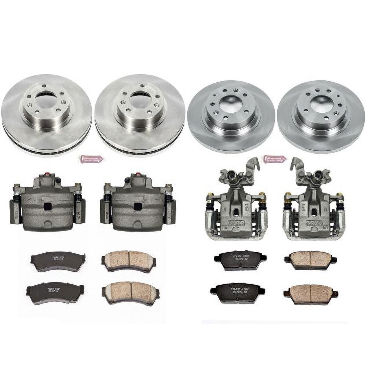 PowerStop Front and Rear Stock Replacement Brake Pad and Rotor Kit with Calipers Fits: FORD LINCOLN MAZDA MERCURY Select Models KCOE200
