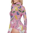 thumbnail image 4 of Unicorns Flowers Leaves Women's Mock Turtle Neck Long Sleeve Tops Bodysuit Jumpsuit One Piece Leotards Shirt, 4 of 8