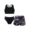 thumbnail image 1 of Girls 3Pcs Racer Back Top with Briefs and Booty Short Gymnastics Dance Sport Outfits Letters 12, 1 of 7