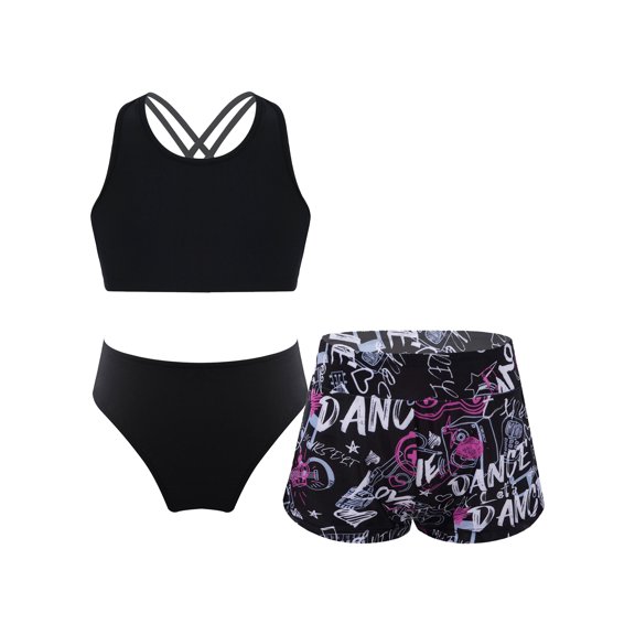 Xnihocha Girls Athletic Swimsuit Tankini Swimwear Set Kids Water Sport Bathing Suit for Swimming Beach Letters 8