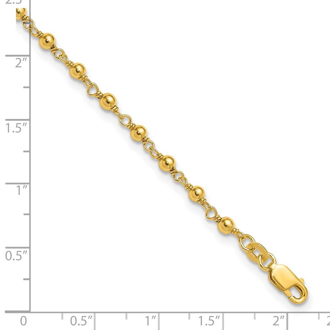 3mm 925 Sterling Silver Gold-tone Fancy Bead 9 Inch Plus 1 Inch Extension Anklet 10 Inch Anklet for Women