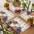 thumbnail image 6 of Orange Blue Pumpkins Fall Placemats Set of 4, Thanksgiving Eucalyptus Maple Washable Wipeable Table Mats for Dining Tables, Indoor Outdoor Kitchen Place Mats for Holiday Party Table Decor, 6 of 9