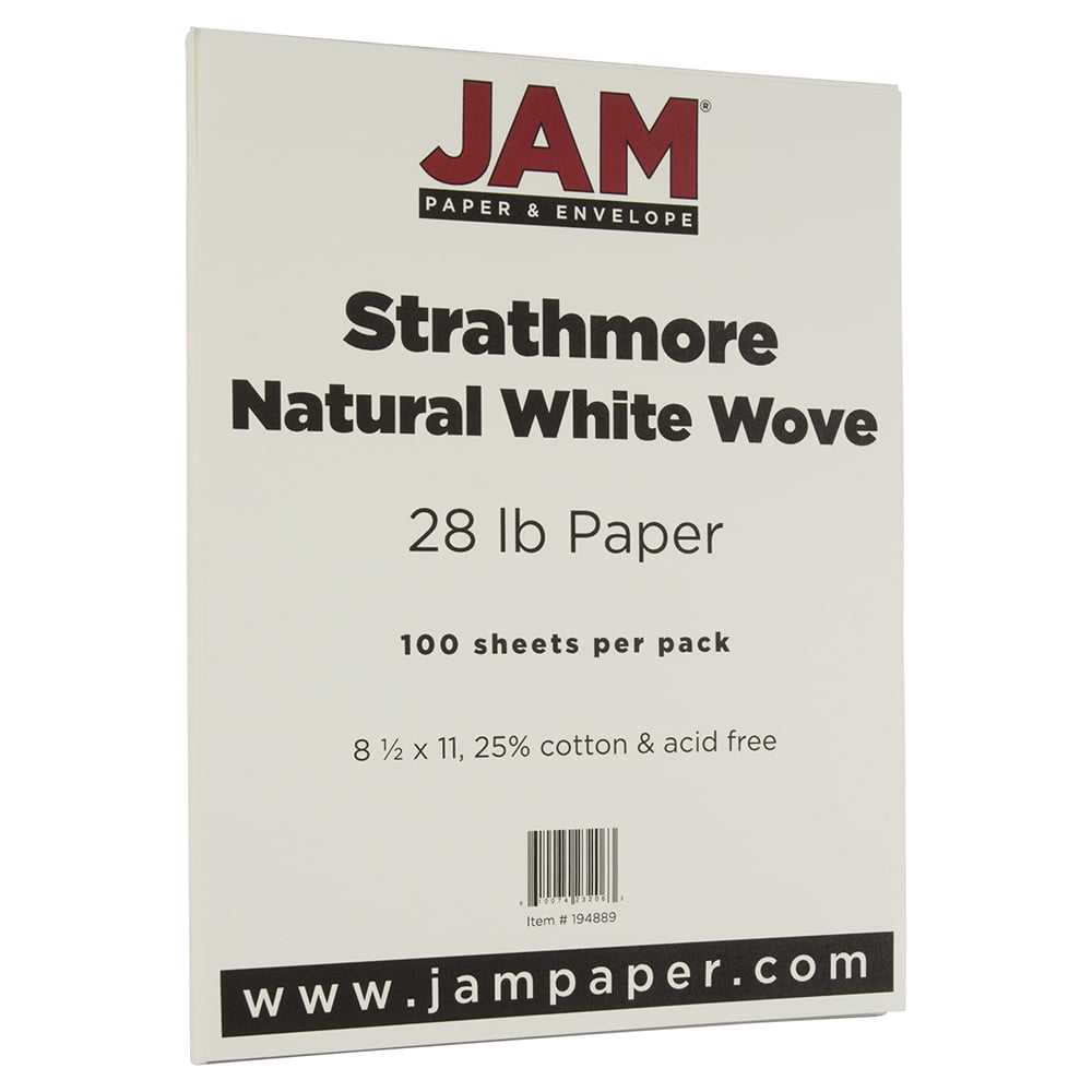 JAM Paper Wove Paper, 8.5x11, 28lb Natural White, 100 per Pack
