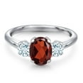 thumbnail image 3 of Gem Stone King 2.00 Ct Oval Red Garnet Sky Blue Aquamarine 925 Sterling Silver Ring, 3 of 6