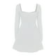 thumbnail image 5 of Mini vestido de manga larga para mujer - Vestido corto con cuello cuadrado perlado y volantes en el dobladillo, vestido elegante para novias y fiestas, mezcla de poliéster, 5 of 5