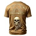thumbnail image 3 of Broave Men Halloween Skeleton Hand Jack O'Lantern Crewneck Short Sleeve T-Shirt, All Over Print Bat Scroll Casual Graphic Tee, Gothic Halloween Top for Men Daily Wear & Halloween Party Outfit, 3 of 7