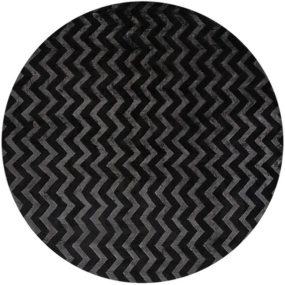 Ahgly Company Indoor Round Mid-Century Modern Black Eel Black Oriental Area Rugs, 3' Round
