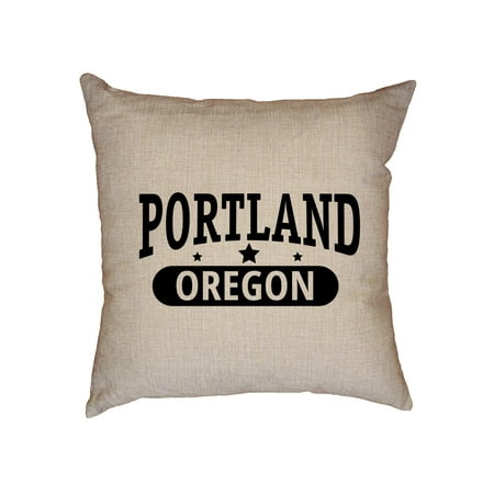 Trendy Portland, Oregon with Stars Decorative Linen Throw Cushion Pillow Case with Insert