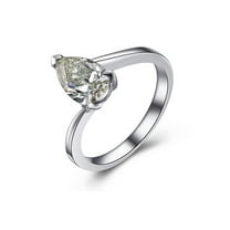 925 Sterling Silver Women Promise Ring, Made With AAA Pear Shape Cubic Zirconia Wedding Band Ring Size 5-9