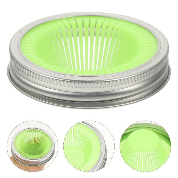 Soimiss 2Pcs Jar Lids Wide Mouth Green Sprouting Strainer Caps with Easy Assembly for Daily Use