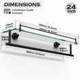 thumbnail image 3 of Woindo Bathroom Glass Shelf with Railing, Floating Tempered Glass Bathroom Wall Shelf Rectangle 24 Inch Over The Toilet Storage Cabinet, Gaming Floating Shelves, Bathroom Accessories and Home Decor, 3 of 7