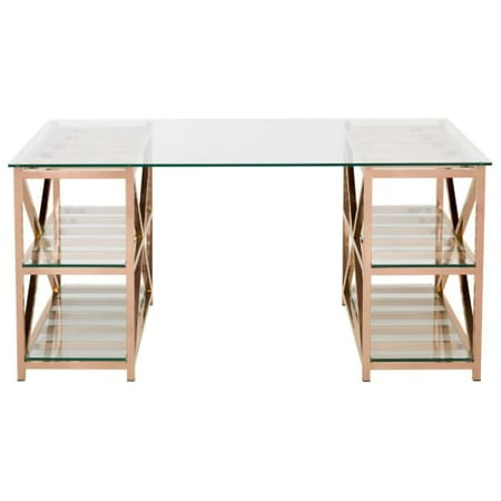 Safavieh Nelson Desk Nelson 63 Wide Glass Desk Walmart Com