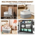 thumbnail image 5 of Large Blanket Basket, 22"x12"x17"(75L) Rectangle Woven Baskets for Storage, Cotton Rope Basket for Living Room, Toy Basket with Handle, Basket for Organizing(White & Gray), 5 of 7