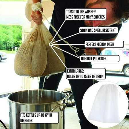 

Meizhencang Home Large Reusable Drawstring Fine Mesh Wine Milk Juice Cider Brew Filter Bag