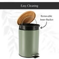 thumbnail image 5 of Green Trash Can with Bamboo Lid and Pedal, 2.5L Capacity, 5 of 7
