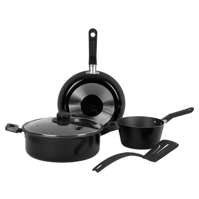Ekco | Batería de Cocina con Antiadherente 5 Piezas de Aluminio - Color Negro