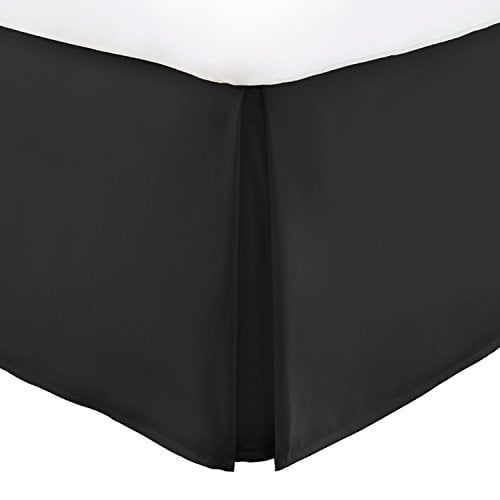 Luxury Bed Skirt with 15 Inch Drop - Adjustable Pleated Microfiber Bed skirts with Dust Ruffle Wrap -California King - Black