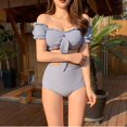 thumbnail image 2 of Women Multi Color Sexy Solid Color High Waist Split Swimsuit Bikini, 2 of 5