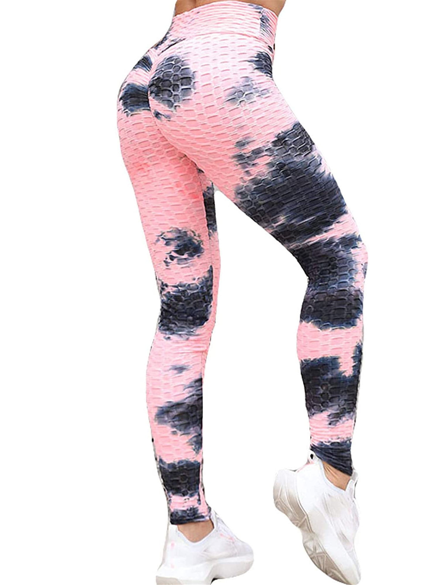 Aunavey Tie Dye Scrunch Booty Yoga Pants High Waisted Textured Butt