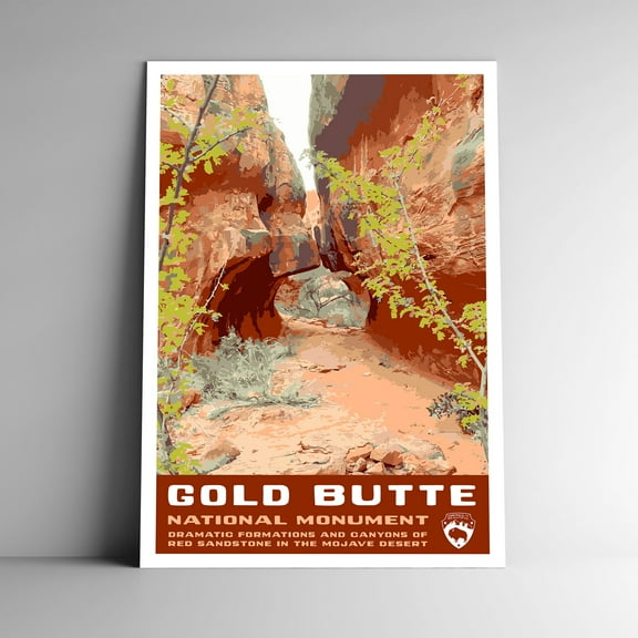 Gold Butte National Monument Vintage Travel Poster / Postcard WPA Style Retro Nevada