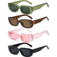thumbnail image 1 of Gafas de sol retro TUNC 4 piezas cuadradas rectangulares pequeñas UV400, 1 of 5