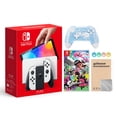 thumbnail image 1 of Nintendo Switch OLED Model White Joy Con 64GB Console Improved HD Screen & LAN-Port Dock with Splatoon 2 And Mytrix Wireless Switch Pro Controller and Accessories, 1 of 5