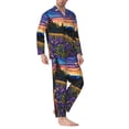 thumbnail image 2 of Sikiie Galactic Night Over Meadow Mens Pajama Set, Soft Warm Long Sleeve Sleepwear, Cozy Button-Down Pjs for Men-XX-Large, 2 of 7